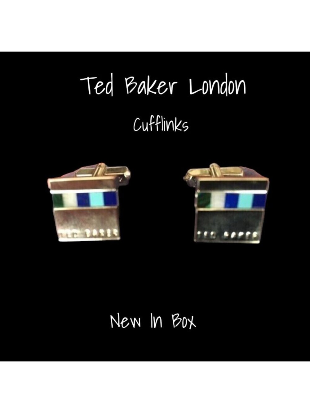 Ted Baker London Metal Square Cufflinks with Semi-Precious Stones New In Box